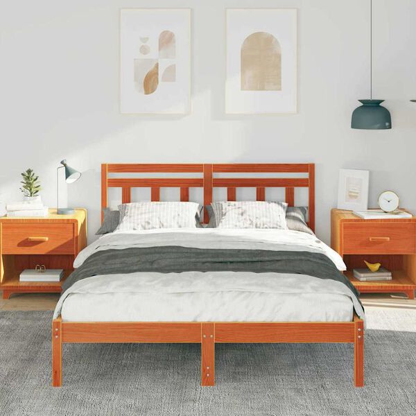 vidaXL Bed Frame Brown 120 x 200 cm Solid Pine Wood