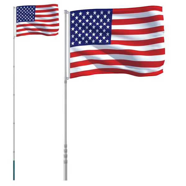 vidaXL US Flag and Pole 5.5 m Aluminium
