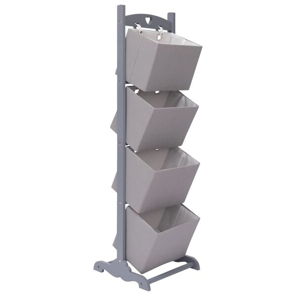 vidaXL 4-Layer Basket Rack Dark Grey 35x35x125 cm Wood
