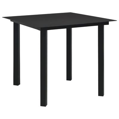 vidaXL Garden Dining Table Black 80x80x74 cm Steel and Glass