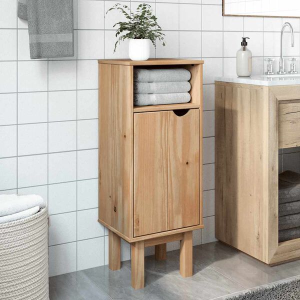 vidaXL Bathroom Cabinet OTTA 35x30x90 cm Solid Wood Pine