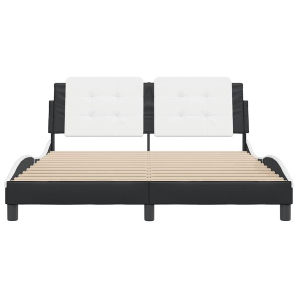 vidaXL Bed Frame without Mattress "Zadar" Black and White 160x200 cm Faux Leather