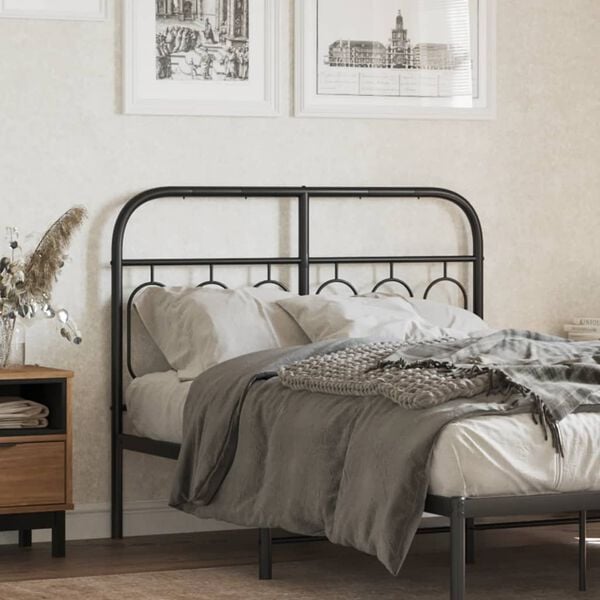 vidaXL Metal Replace Headboard Black 120 cm