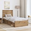 vidaXL Bed Frame Artisian Oak 90 x 200 cm Solid Pine Wood