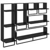 vidaXL Wall Shelf Set Wall-Mounted 6 pcs Black Oak 100 x 25 x 30 cm