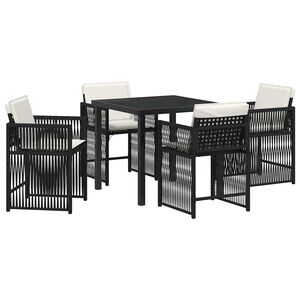 vidaXL Garden Dining Set 5 pcs Black Poly Rattan