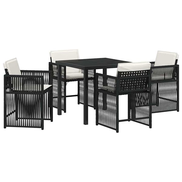 vidaXL Garden Dining Set 5 pcs Black Poly Rattan