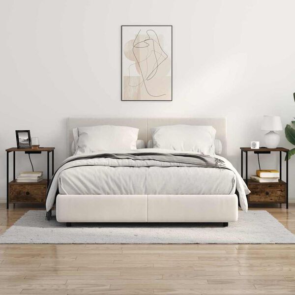 vidaXL Bedside Cabinet Smoked Oak 42 x 41 x 56 cm Engineered Wood