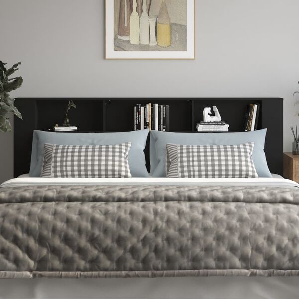 vidaXL Headboard Cabinet Black 120x18.5x102.5 cm