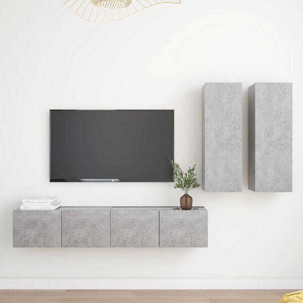 vidaXL 4 Piece TV Cabinet Set Concrete Grey Engineered Wood