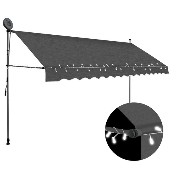 vidaXL Manual Retractable Awning with LED 400 cm Anthracite