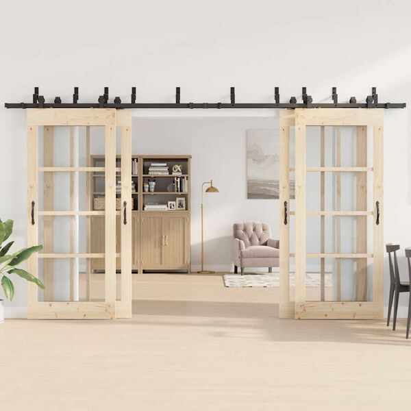 vidaXL Sliding Door Hardware Kit 400 cm Steel Black