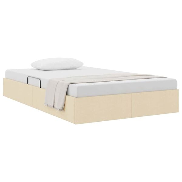 vidaXL Storage Bed with Mattress Creme 120 x 200 cm Fabric
