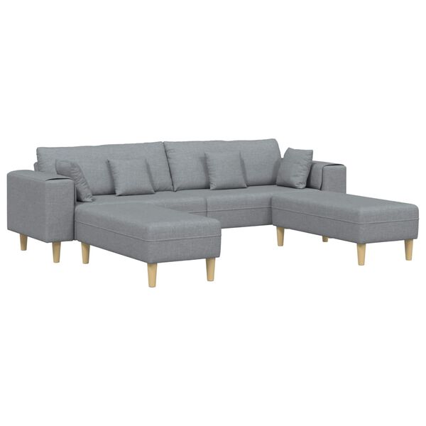 vidaXL Sofa with Cushion 3 pcs Light Grey Fabric