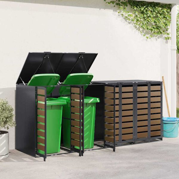 vidaXL Wheelie Bin Storage for 4 Bins Anthracite 272 x 77.5 x 115.5 cm