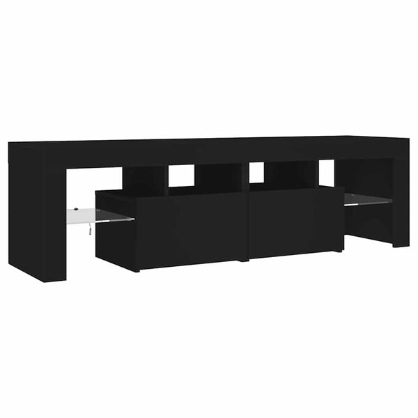 vidaXL TV Cabinet with LED Lights Black 140x36.5x40 cm