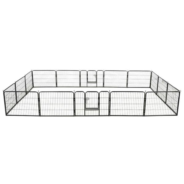 vidaXL Dog Playpen 16 Panels Steel 60x80 cm Black
