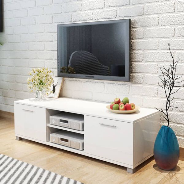 vidaXL TV Cabinet High-Gloss White 120x40.5x35 cm