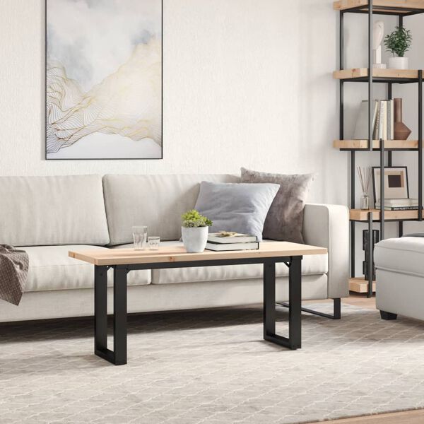 vidaXL Coffee Table O-Frame 110x40x45.5 cm Solid Wood Pine and Steel