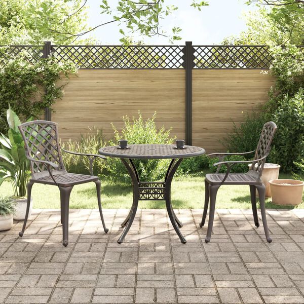 vidaXL 3 Piece Bistro Set Bronze Cast Aluminium