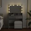 vidaXL Dressing Table with LED Concrete Grey 80x41x134.5 cm