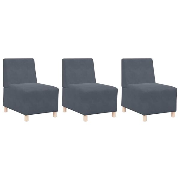 vidaXL Modular Sofa Unit Armless 3 pcs Dark Grey 55 x 74 x 82 cm