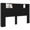 vidaXL Headboard Cabinet with LED Black Oak 160 x 16.5 x 103.5 cm