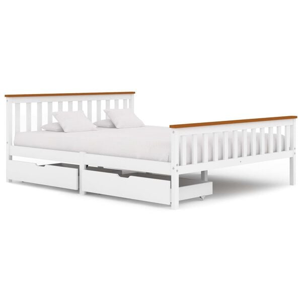 vidaXL Bed Frame without Mattress White Solid Pine Wood 160x200 cm
