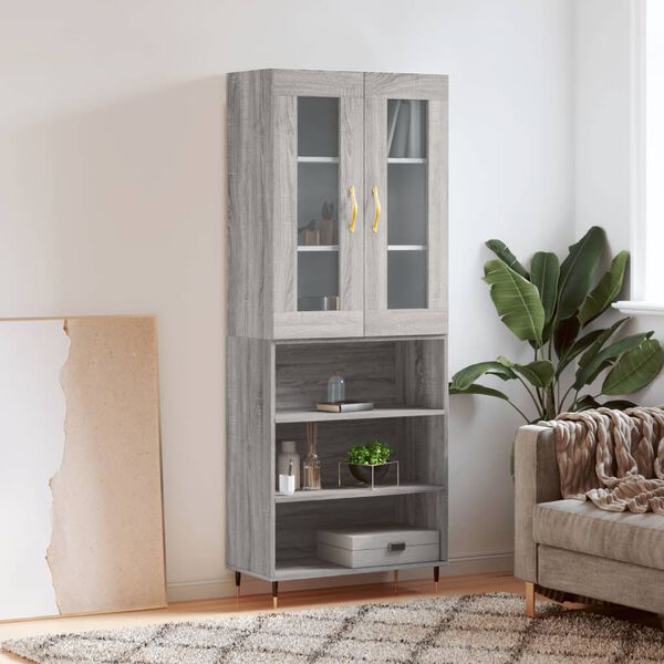 vidaXL Highboard Grey Sonoma 69.5x34x180 cm Engineered Wood