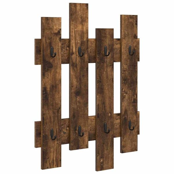 vidaXL Wall-Mounted Coat Rack Wall-mounted Smoked Oak 60 x 3 x 82 cm