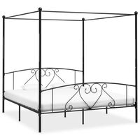 vidaXL Canopy Bed Frame Black Metal 200x200 cm