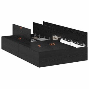 vidaXL Storage Bed Frame Black Oak 120 x 190 cm Engineered Wood