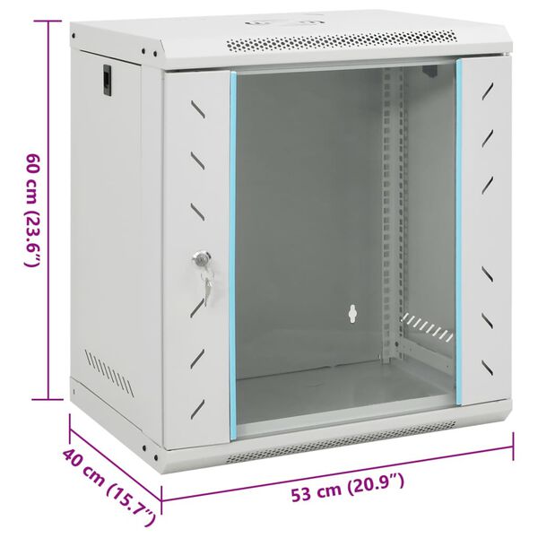 vidaXL 12U Wall Mounted Network Cabinet 19" IP20 53x40x60 cm