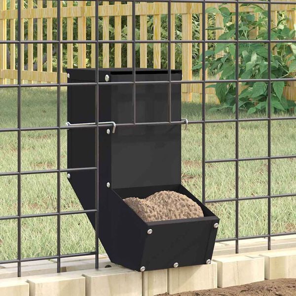 vidaXL Rabbit Feeder Black 12.5 x 26 x 28.5 cm Cold-Rolled Steel