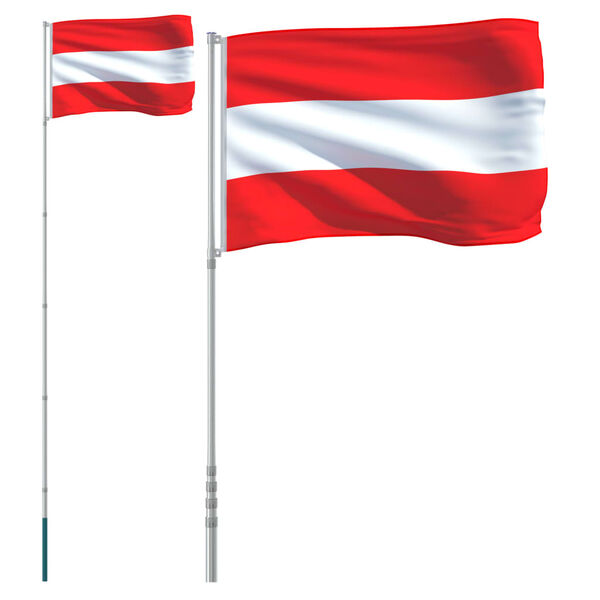 vidaXL Austria Flag and Pole 5.55 m Aluminium