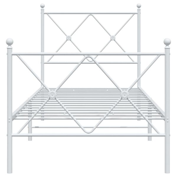 vidaXL Metal Bed Frame without Mattress with Footboard White 75x190cm
