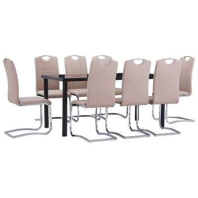 vidaXL 9 Piece Dining Set Faux Leather Cappuccino