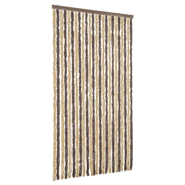 vidaXL Fly Curtain Dark Brown and Beige 100x230 cm Chenille