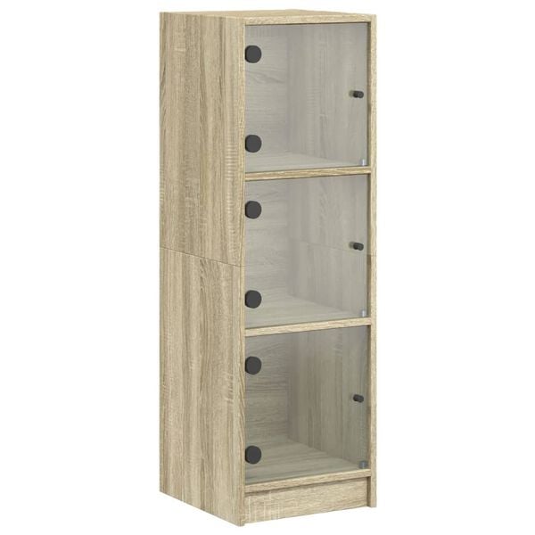 vidaXL Highboard with Glass Doors Sonoma Oak 35x37x109 cm