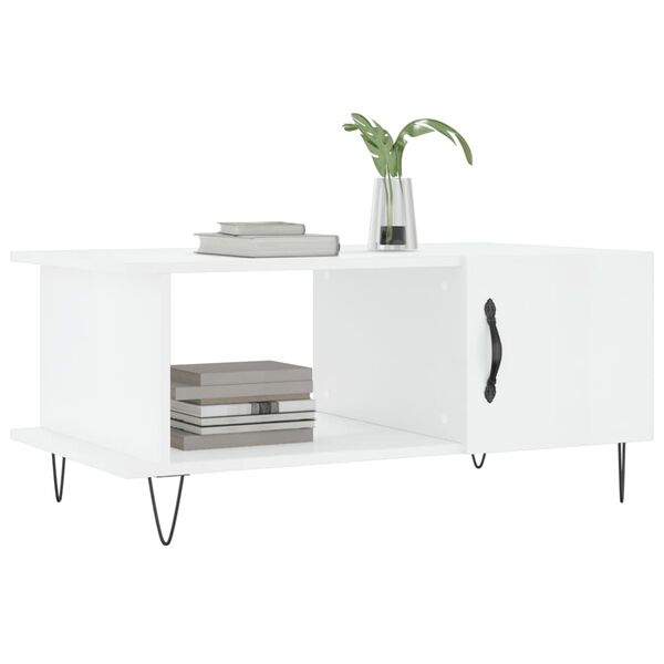 vidaXL Coffee Table High Gloss White 90x50x40 cm Engineered Wood