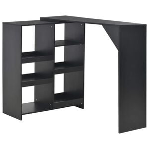 vidaXL Bar Table with Moveable Shelf Black 138x39x110 cm