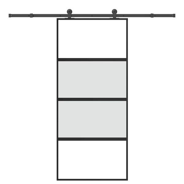 vidaXL Sliding Door with Hardware Set 90x205 cm Tempered Glass&Aluminium