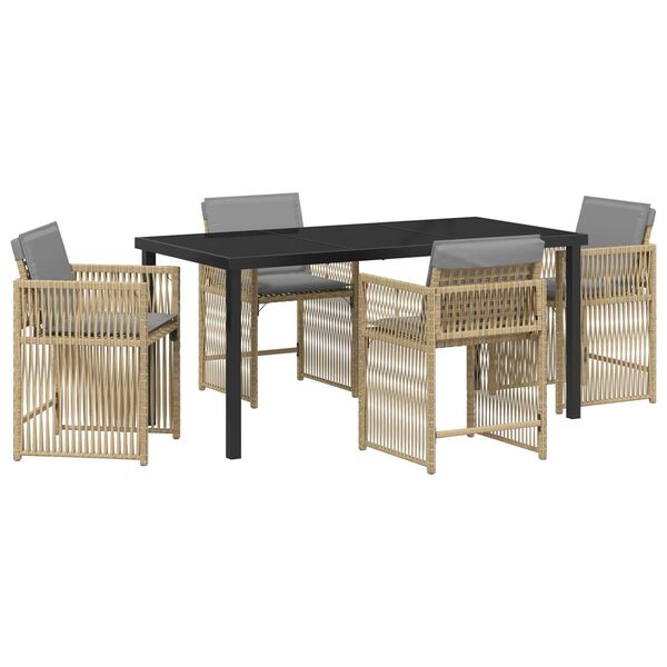 vidaXL Garden Dining Set 5 pcs Beige Poly Rattan