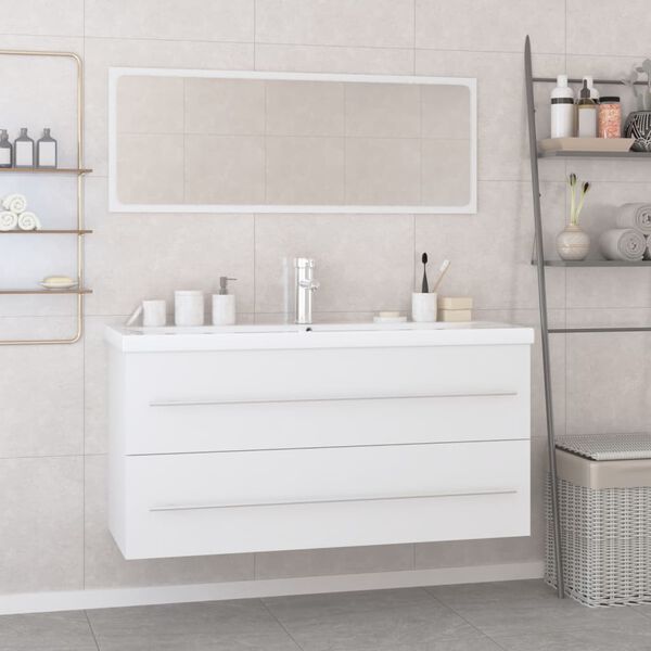 vidaXL Bathroom Furniture Set White Engineered Wood