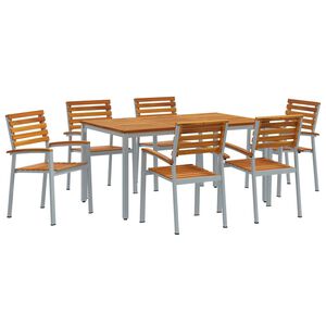 vidaXL Garden Dining Set 7 pcs Grey Solid Acacia Wood