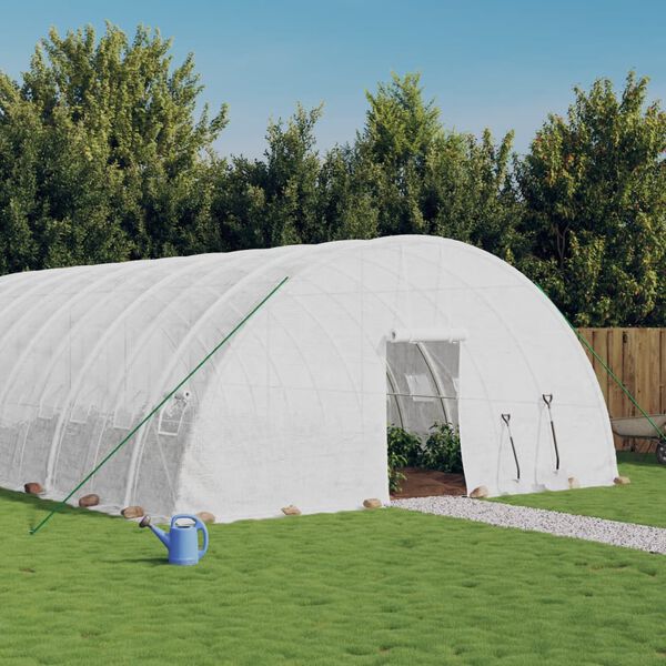 vidaXL Greenhouse with Steel Frame White 48 m&sup2; 8x6x2.85 m