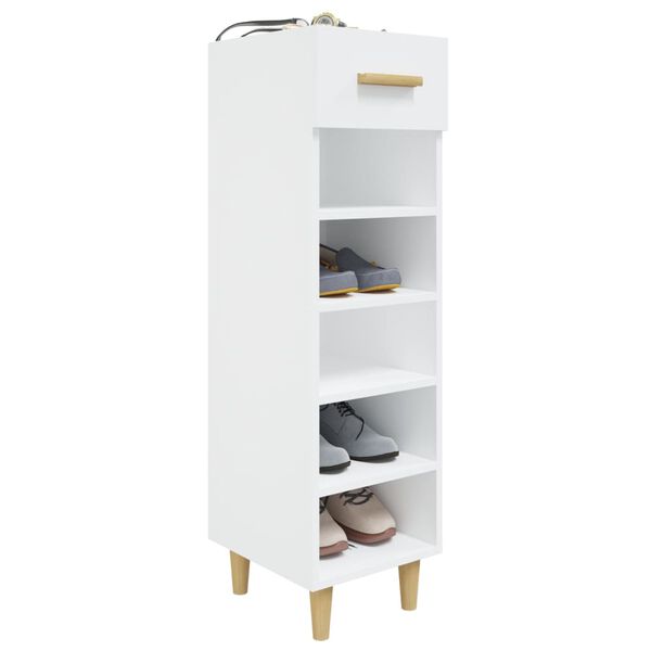 vidaXL Shoe Cabinet High Gloss White 30x35x105 cm Engineered Wood