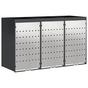 vidaXL Wheelie Bin Storage for 3 Bins Steel Anthracite