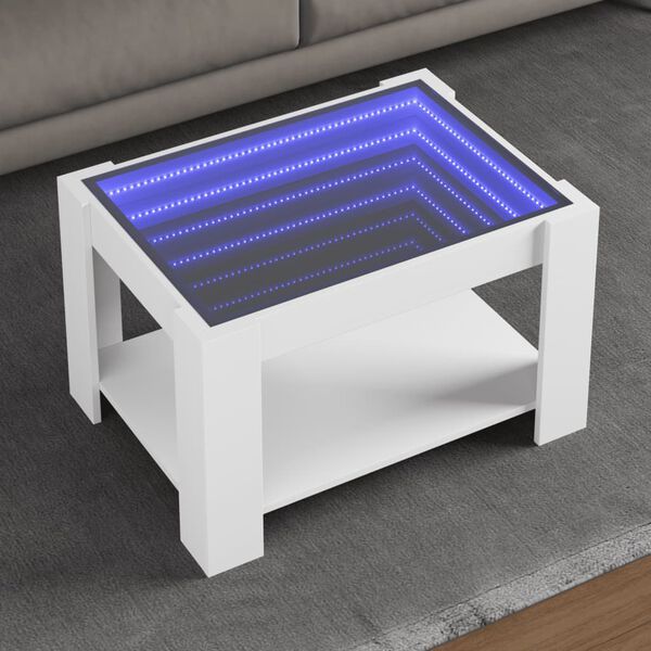 vidaXL Coffee Table with LED White 73x53x45 cm Engineered Wood