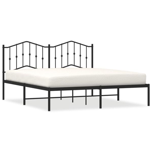 vidaXL Metal Bed Frame without Mattress with Headboard Black 180x200cm
